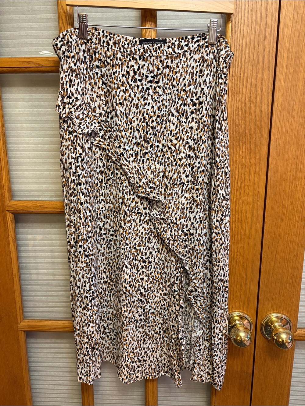 EUC Banana Republic Leopard Ruffle Maxi Skirt